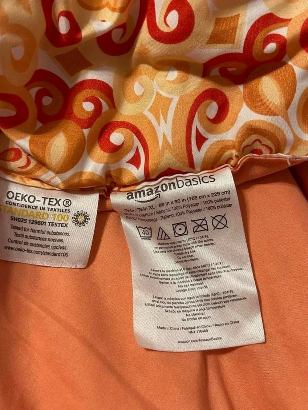White and Orange Comforter Set